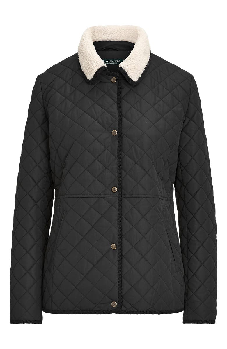 Lauren Ralph Lauren Faux Shearling Collar Quilted Jacket, Alternate, color,