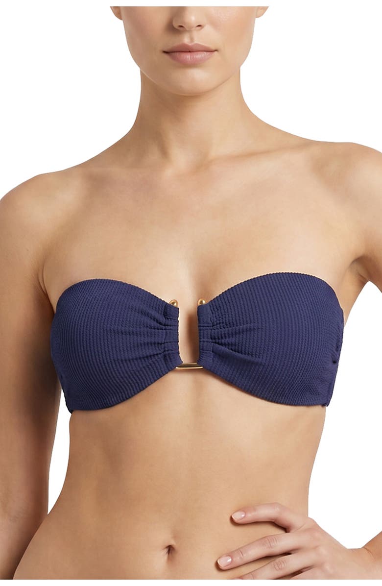 Change of Scenery Gina U-Bar Bandeau Bikini Top, Main, color, Navy Texture