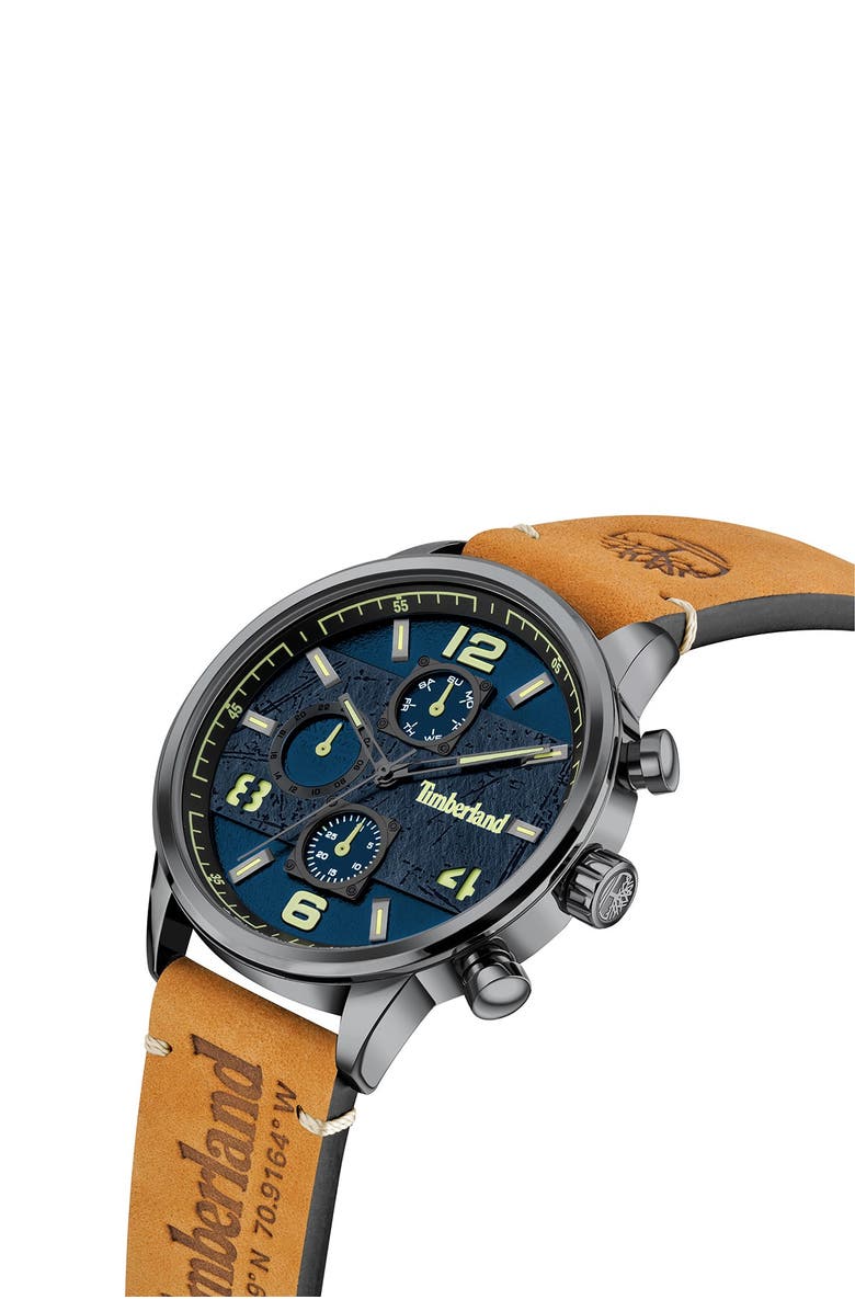 Timberland Men's Multifunction Leather Strap Watch, Alternate, color, 
