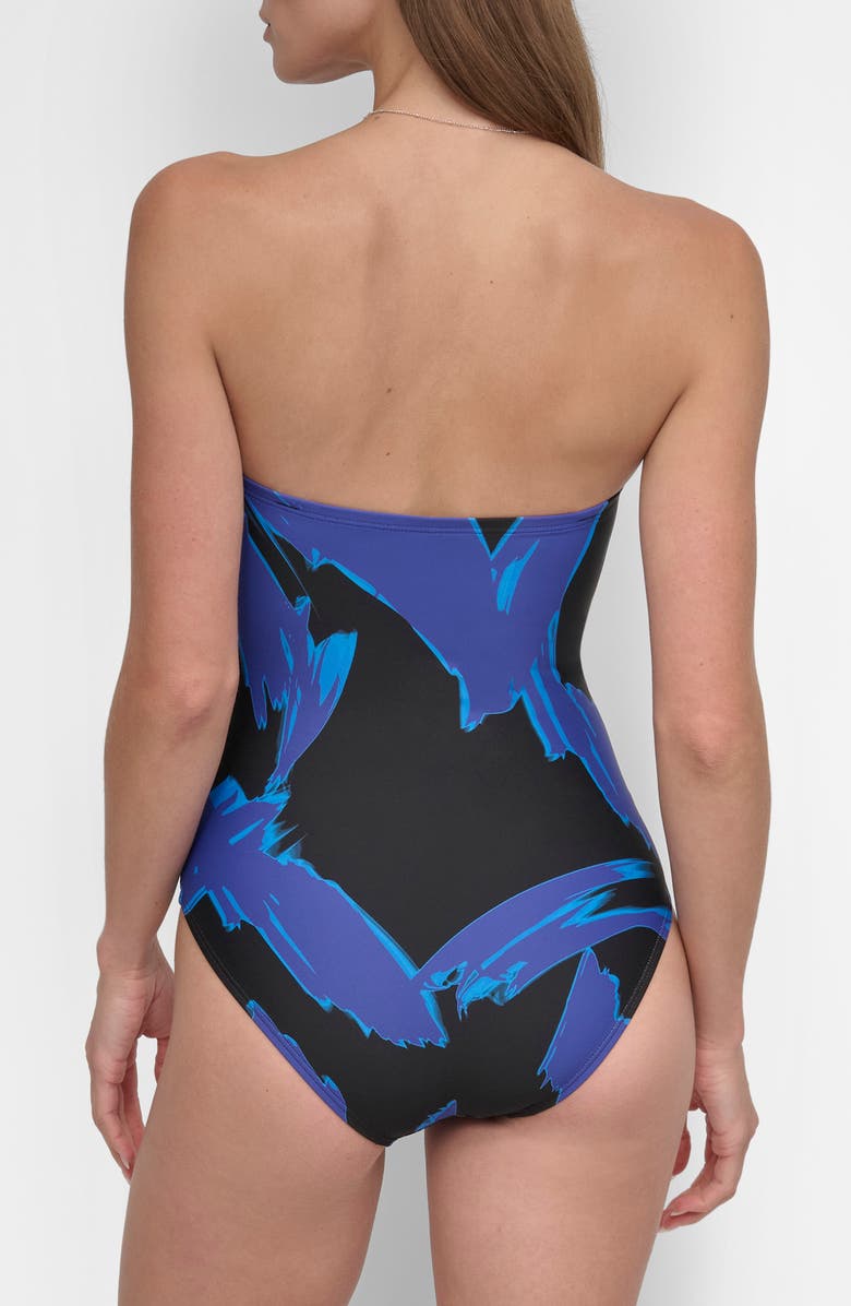 DKNY Ruched One-Piece Swimsuit, Alternate, color, Brush Stroke