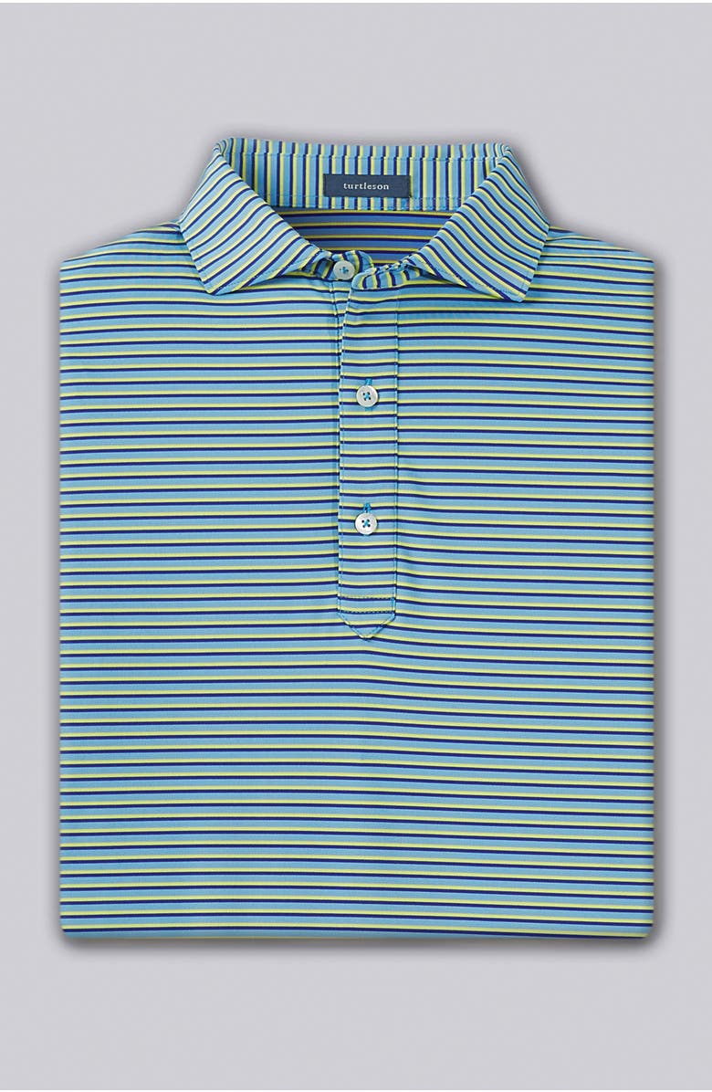 Turtleson Clark Stripe Performance Polo, Main, color, Luxe Blue/ Maize