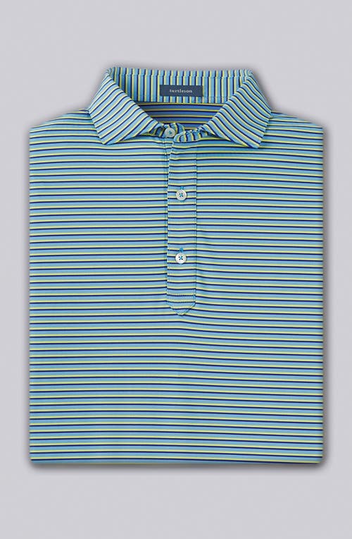 Turtleson Clark Stripe Performance Polo In Green