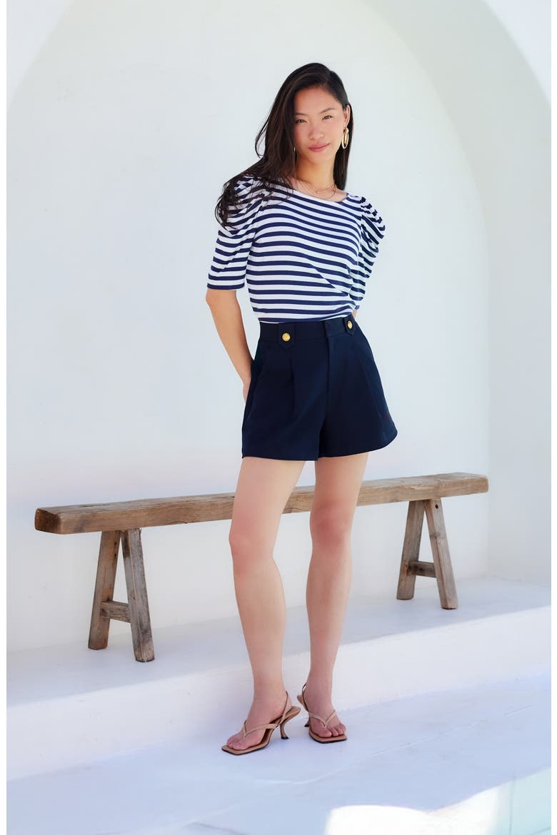 Cassidy Pleated Shorts, Alternate, color, MIDNIGHT BLUE