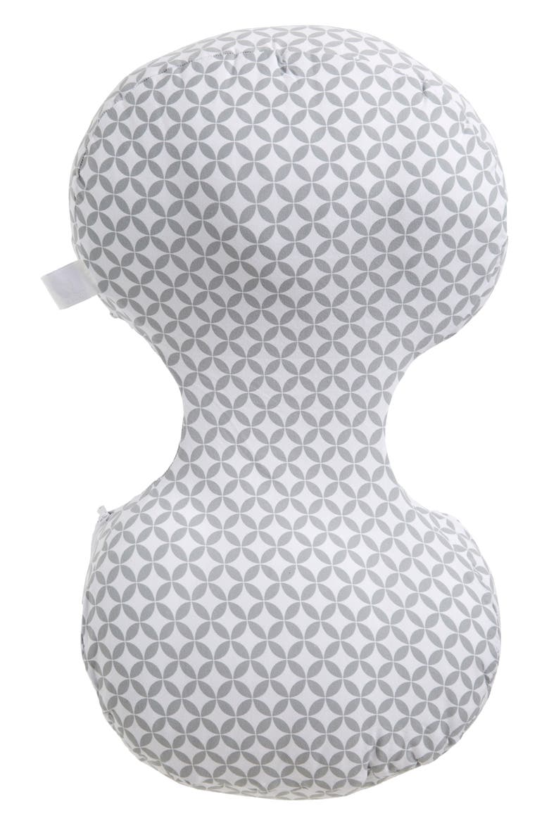 Side Sleeper Pregnancy Support Pillow, Main, color, WHITE/ GREY GEO