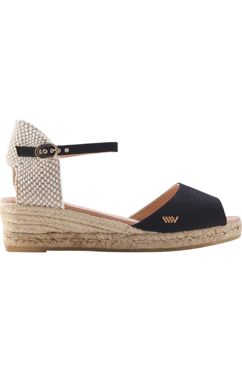 VISCATA Cavall Canvas Espadrille Sandal Wedges, Main, color, Black