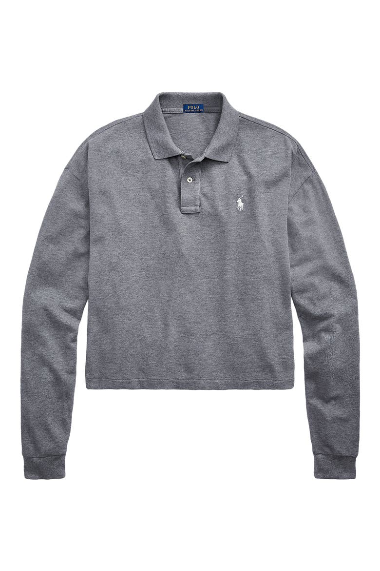 Long Sleeve Mesh Polo, Alternate, color, BOULDER GREY HEATHER