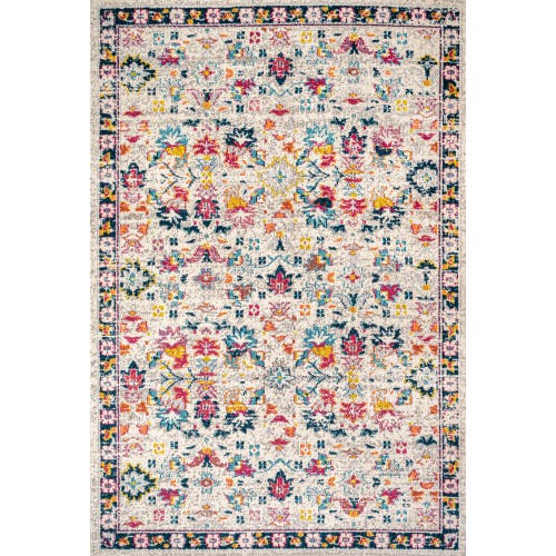 Jonathan Y Modern Persian Boho Floral Area Rug In Beige/multi