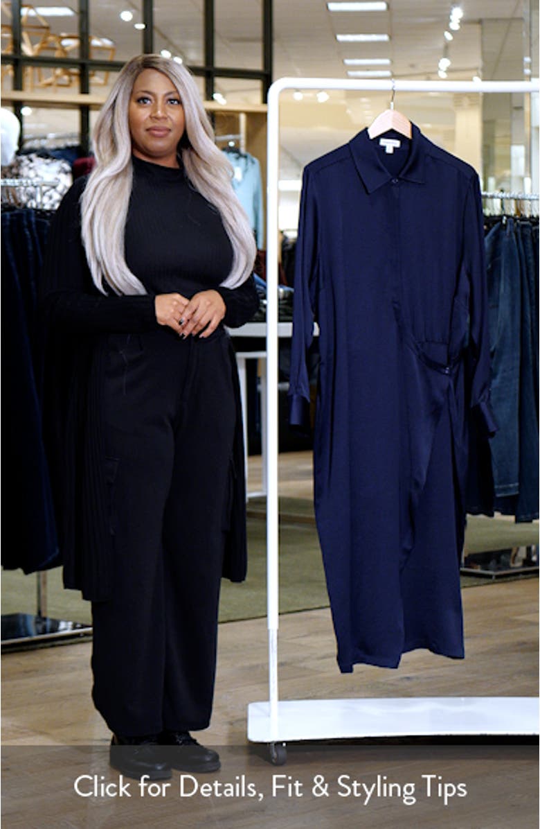 Long Sleeve Satin Shirtdress, sales video thumbnail