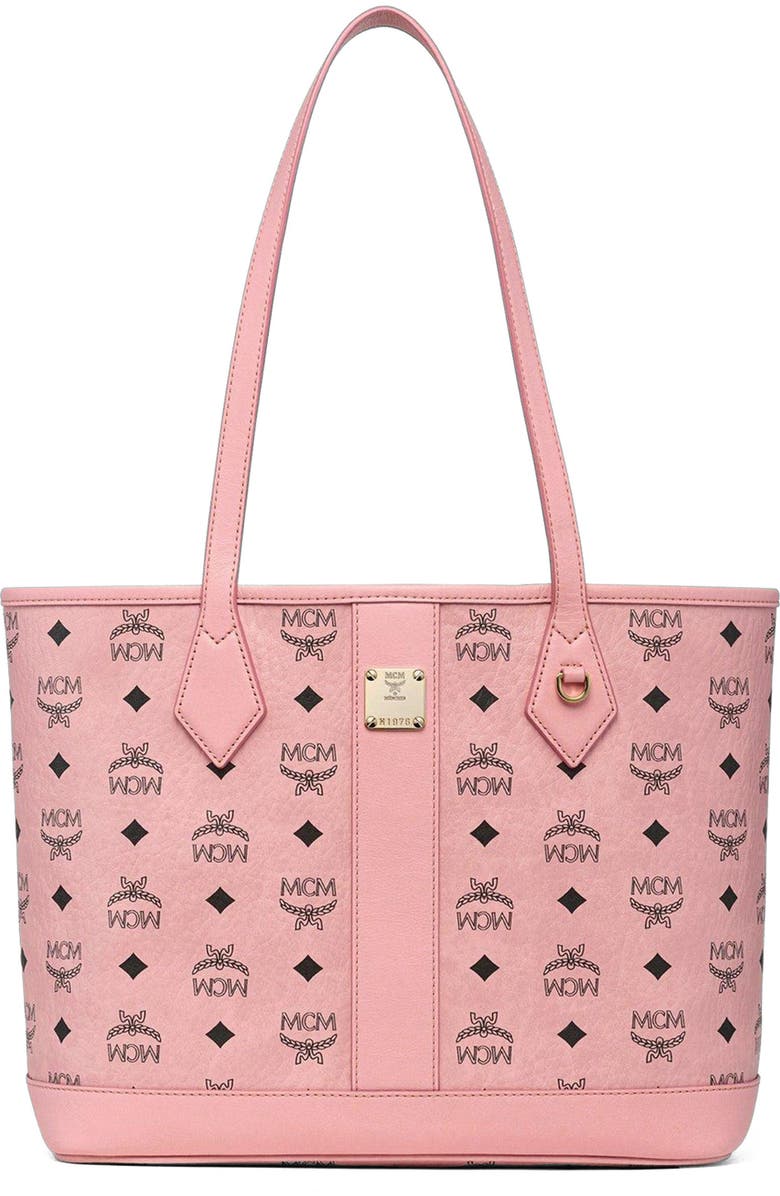 MCM New Small Liz Shopper in Visetos, Main, color, Soft Pink
