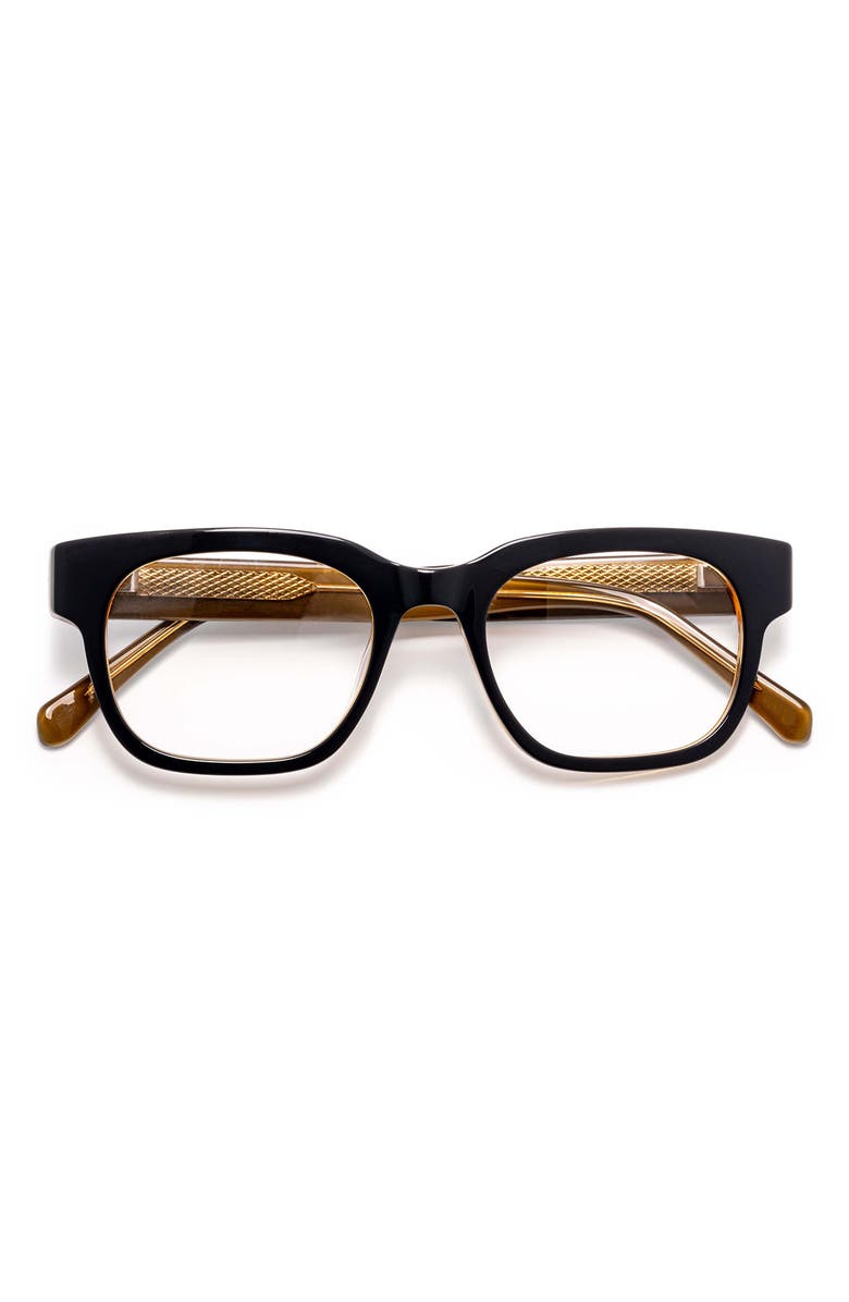 eyebobs Numero Uno 49mm Rectangualr Readers, Alternate, color, Milky Black / Grey / Amber