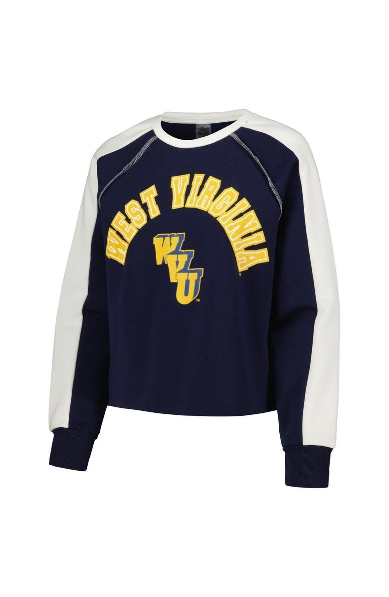 GAMEDAY COUTURE Women's Gameday Couture Navy West Virginia Mountaineers Blindside Raglan Cropped Pullover Sweatshirt, Alternate, color, Navy