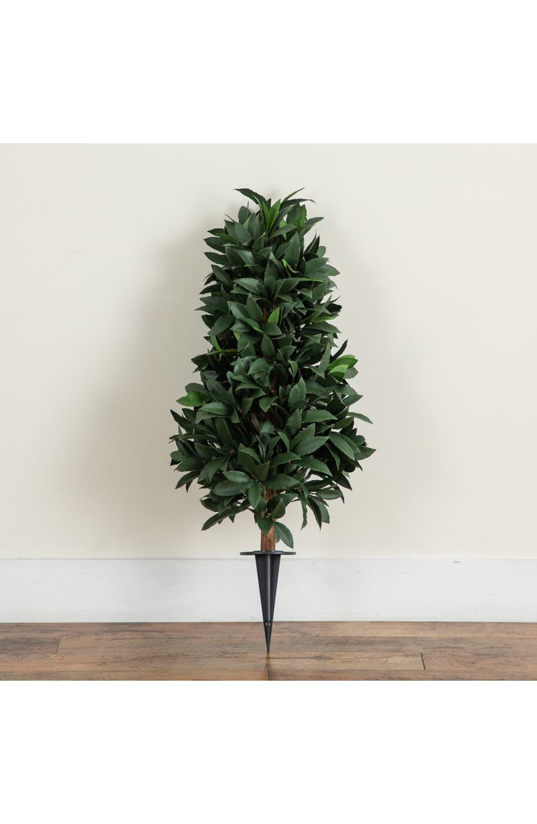NEARLY NATURAL 3-ft UV Resistant Artificial Laurel Plant with Integrated Ground Stake, Alternate, color, Green