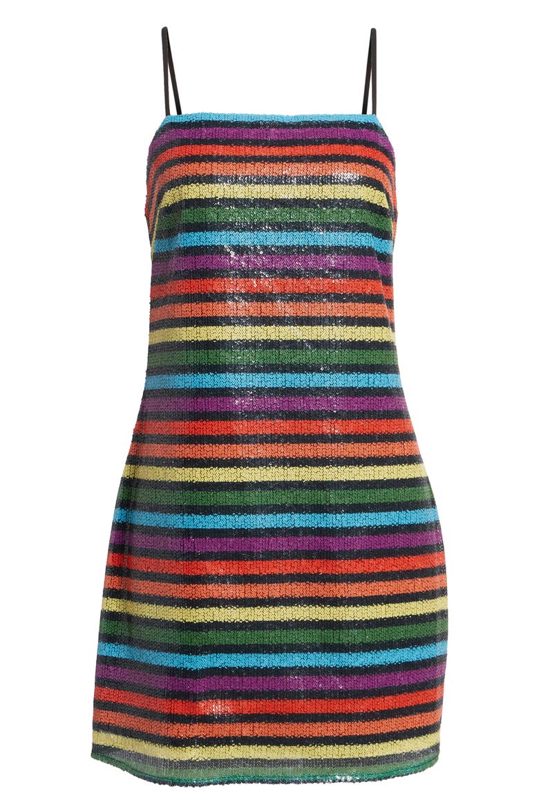 Lille Rainbow Stripe Sequin Minidress, Alternate, color, RAINBOW SEQUIN STRIPE