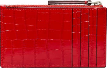 Kira Croc Texture Leather Zip Card Case
