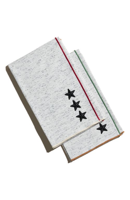 Atelier Saucier Varsity Set Of 2 Tea Towels In White