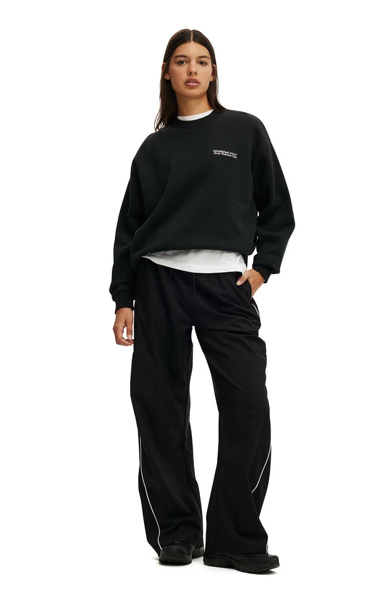 COTTON ON BODY Plush Graphic Crew Sweatshirt, Alternate, color, Black Bw Club