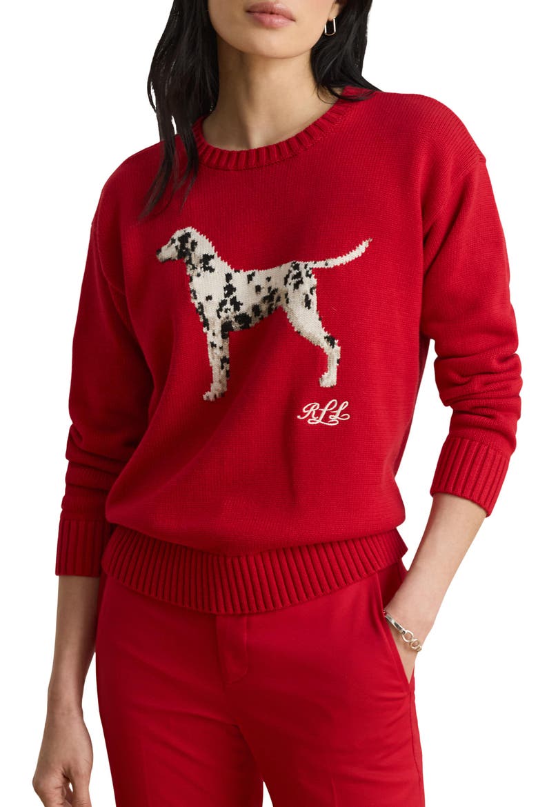 Dalmatian Combed Cotton Sweater, Main, color, RALPH RED
