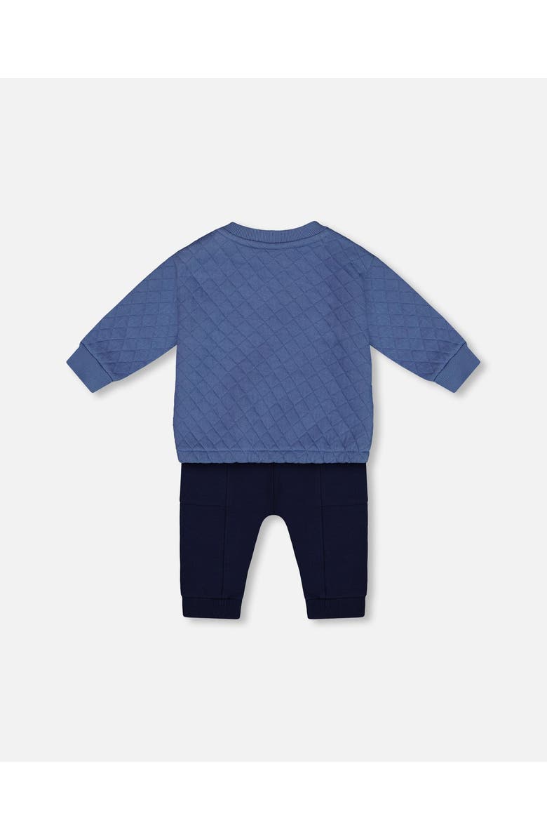 Deux par Deux Baby Boy's Quilted Sweatshirt And Fleece Pant Set Blue, Alternate, color, 