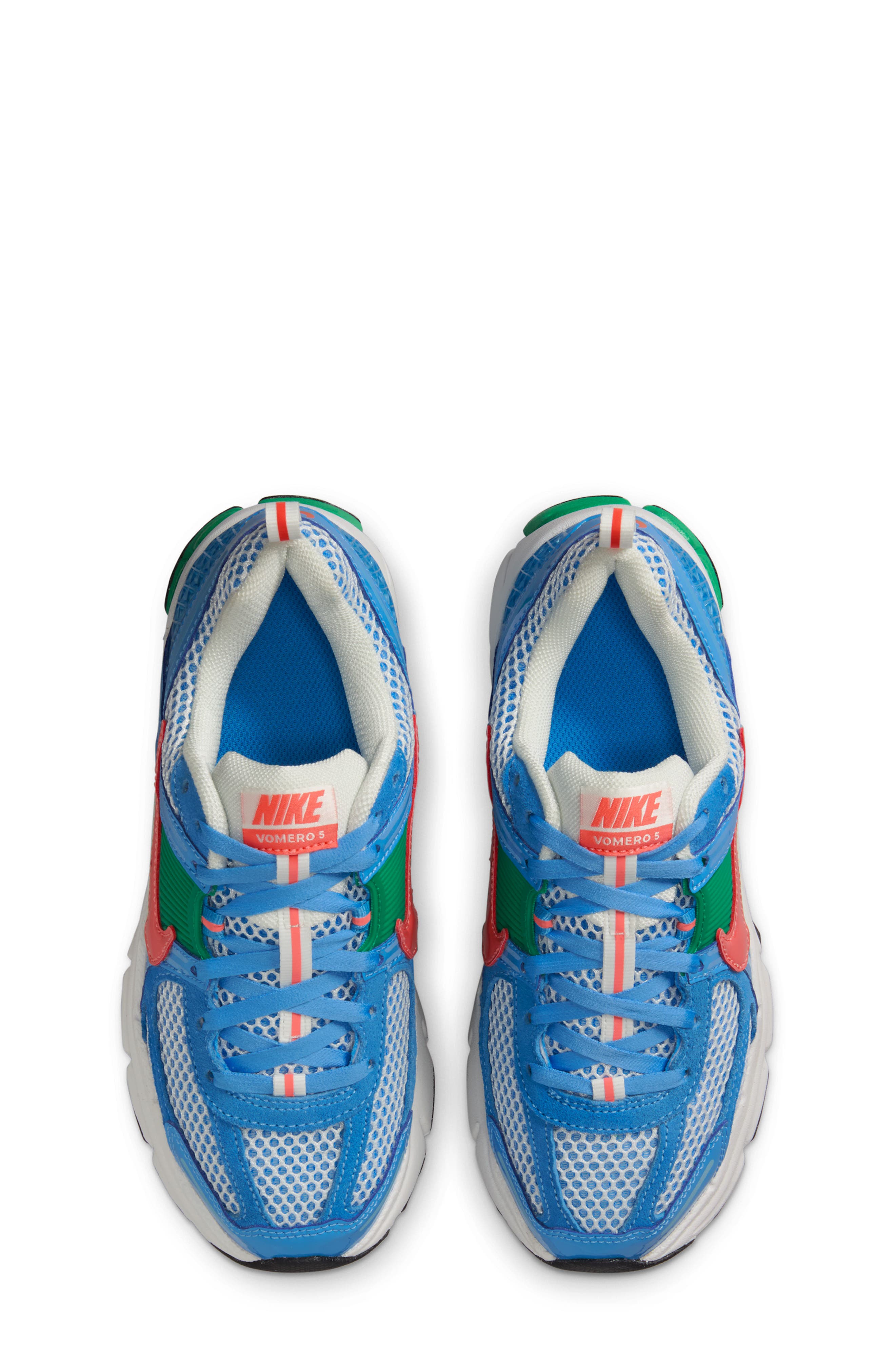 Nike Kids
 Zoom Vomero 5 Sneaker, Alternate, color, Blue/ Green/ White/ Ember
