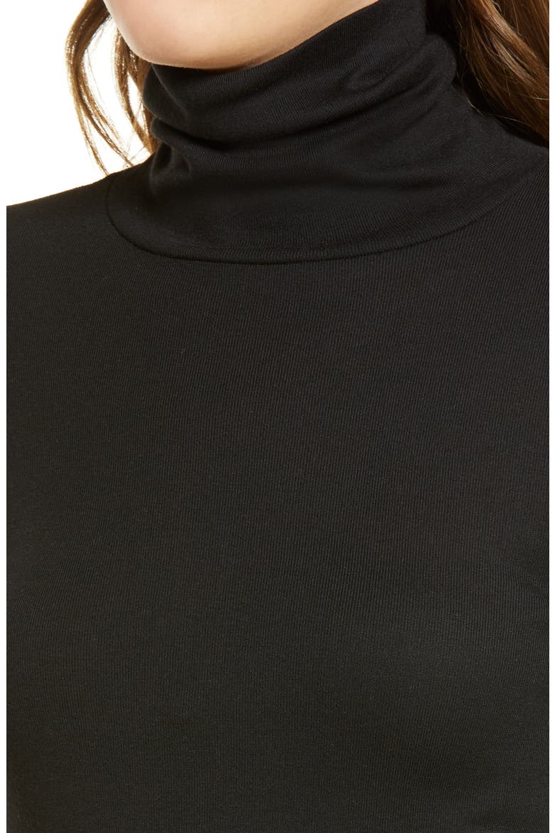 Cotton Blend Turtleneck, Alternate, color, BLACK
