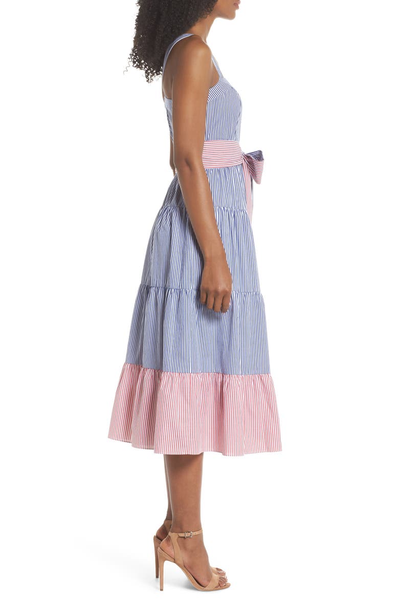 Sleeveless Tiered Sundress, Alternate, color, BLUE/ RED