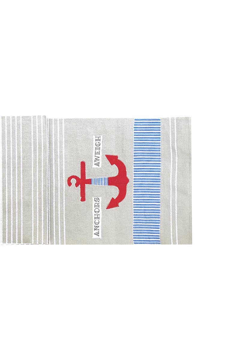 Anchor Stripe Dining Table Runner, Alternate, color, Red