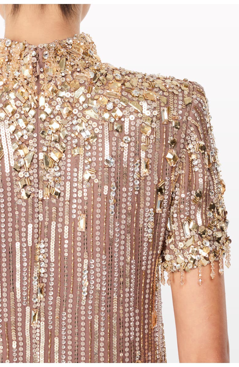 Jenny Packham Snapdragon Sequin-Embellished Mini Dress, Alternate, color, Owlet
