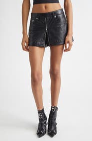 R13 Front Zip Leather Skort