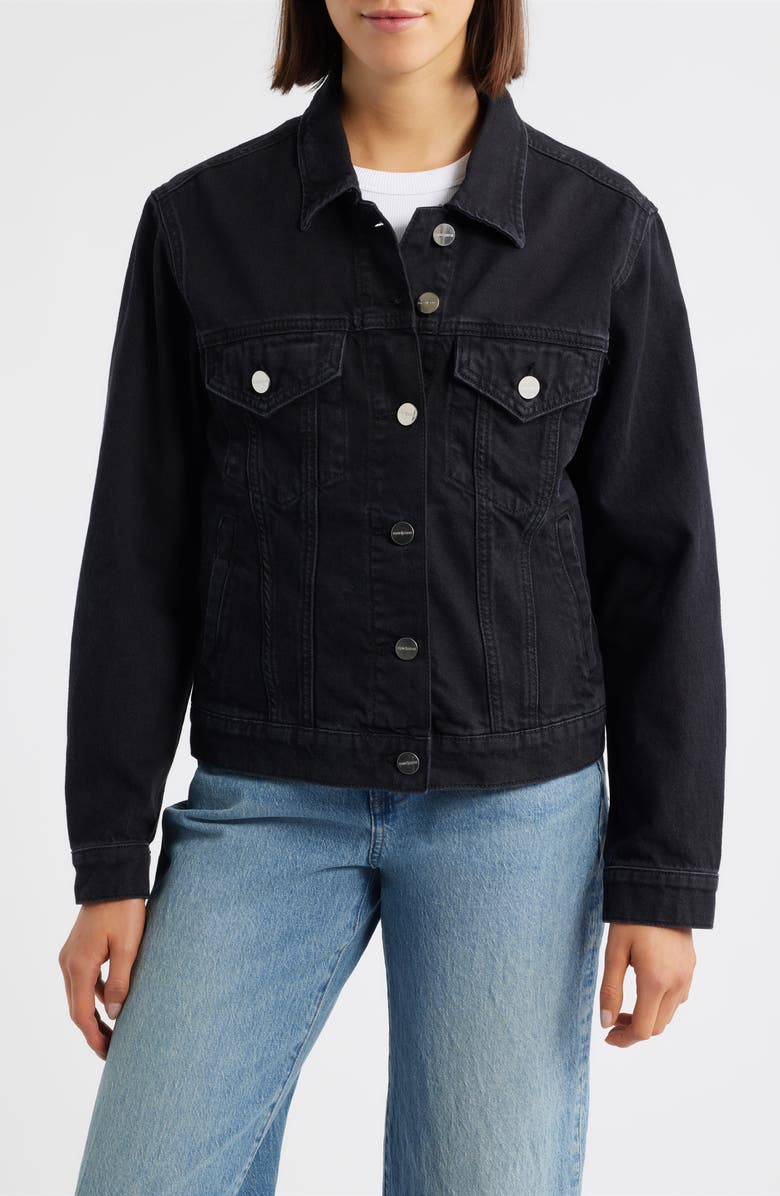 Mavi Jeans Ruby Denim Trucker Jacket, Alternate, color, Dark Smoke Icon