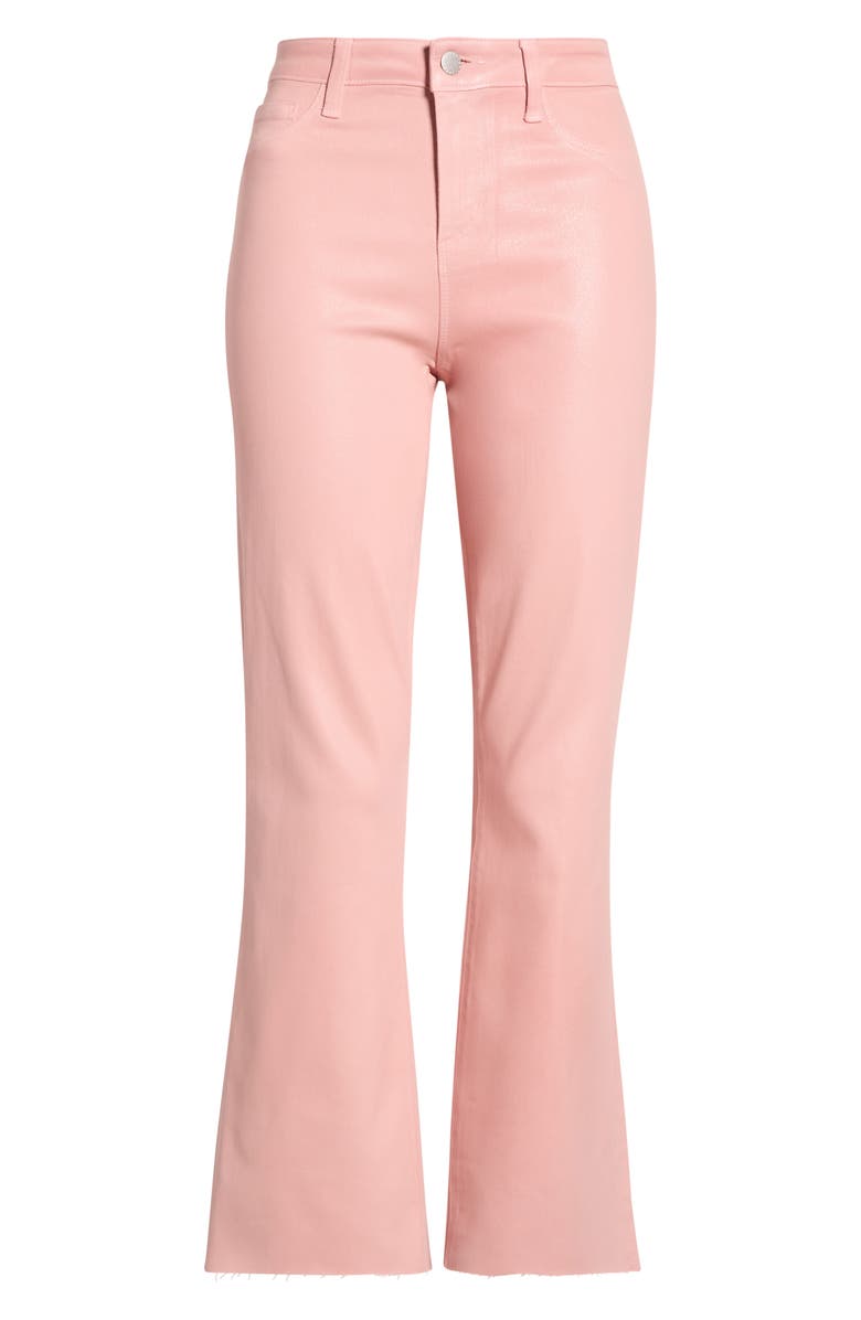 L'AGENCE Kendra Coated Crop Flare Jeans, Main, color, Misty Rose Coated