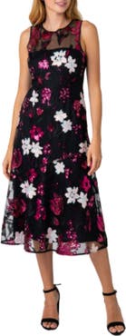 Sam Edelman Floral Sequin Strapless Midi Dress