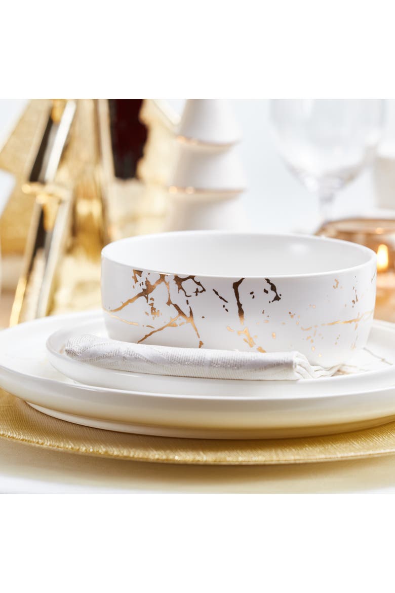 Zora Porcelain 32-Piece Dinnerware Set, Alternate, color, White