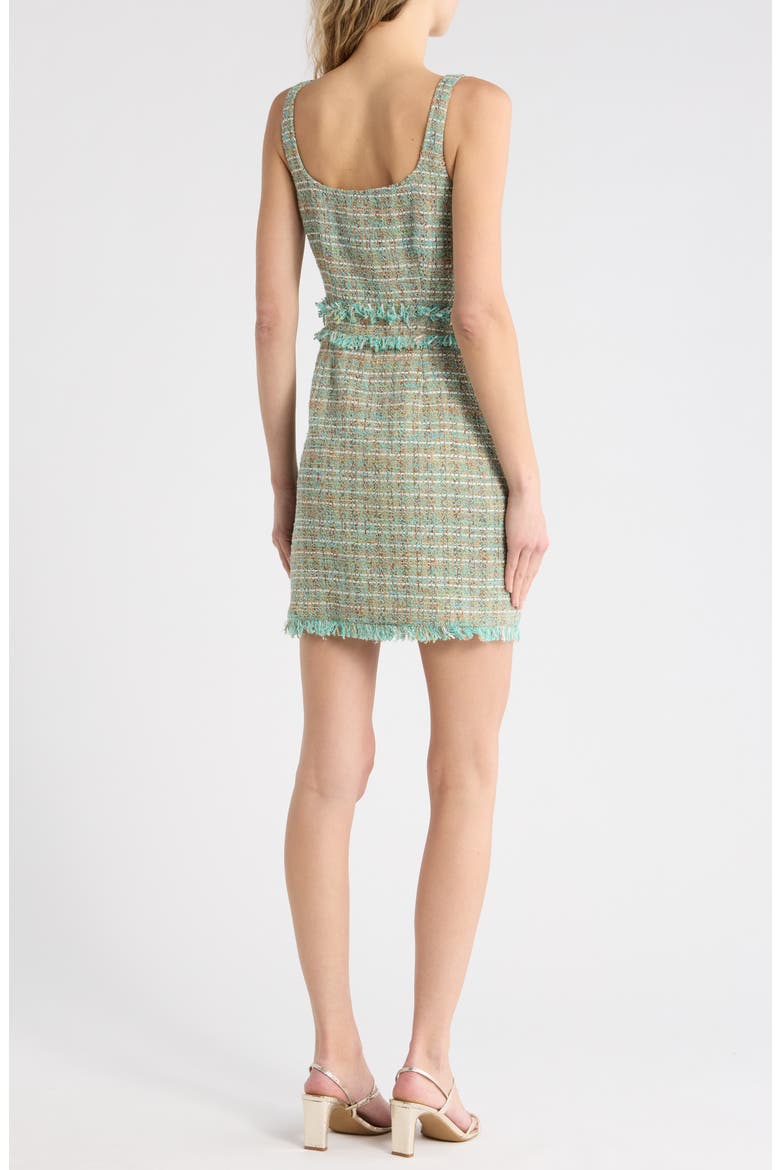 Valli Square Neck Sleeveless Tweed Minidress, Alternate, color, LAGOON/ LT BROWN TWEED