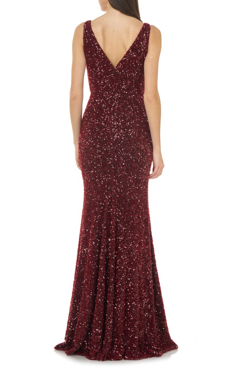 Carmen Marc Valvo Infusion Sequin V-Neck Mermaid Gown, Alternate, color,