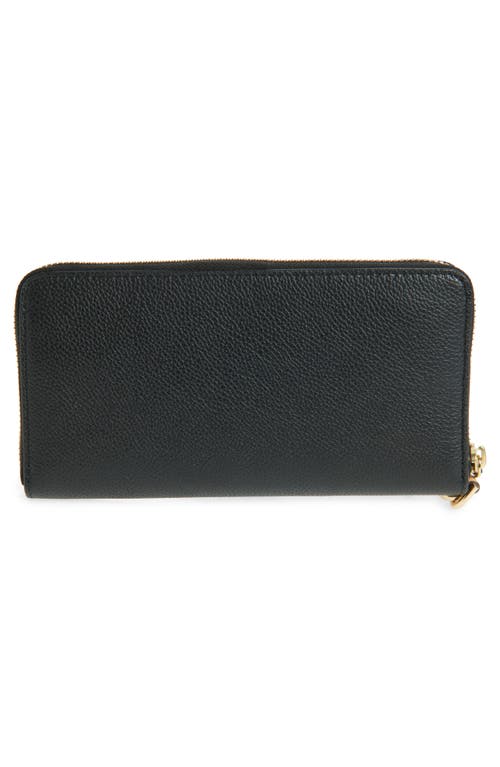 Tory Burch Robinson Pebble Leather Zip Continental Wallet In Black
