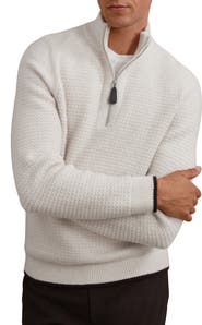 Reiss Stockdale Chevron Quarter-Zip Sweater