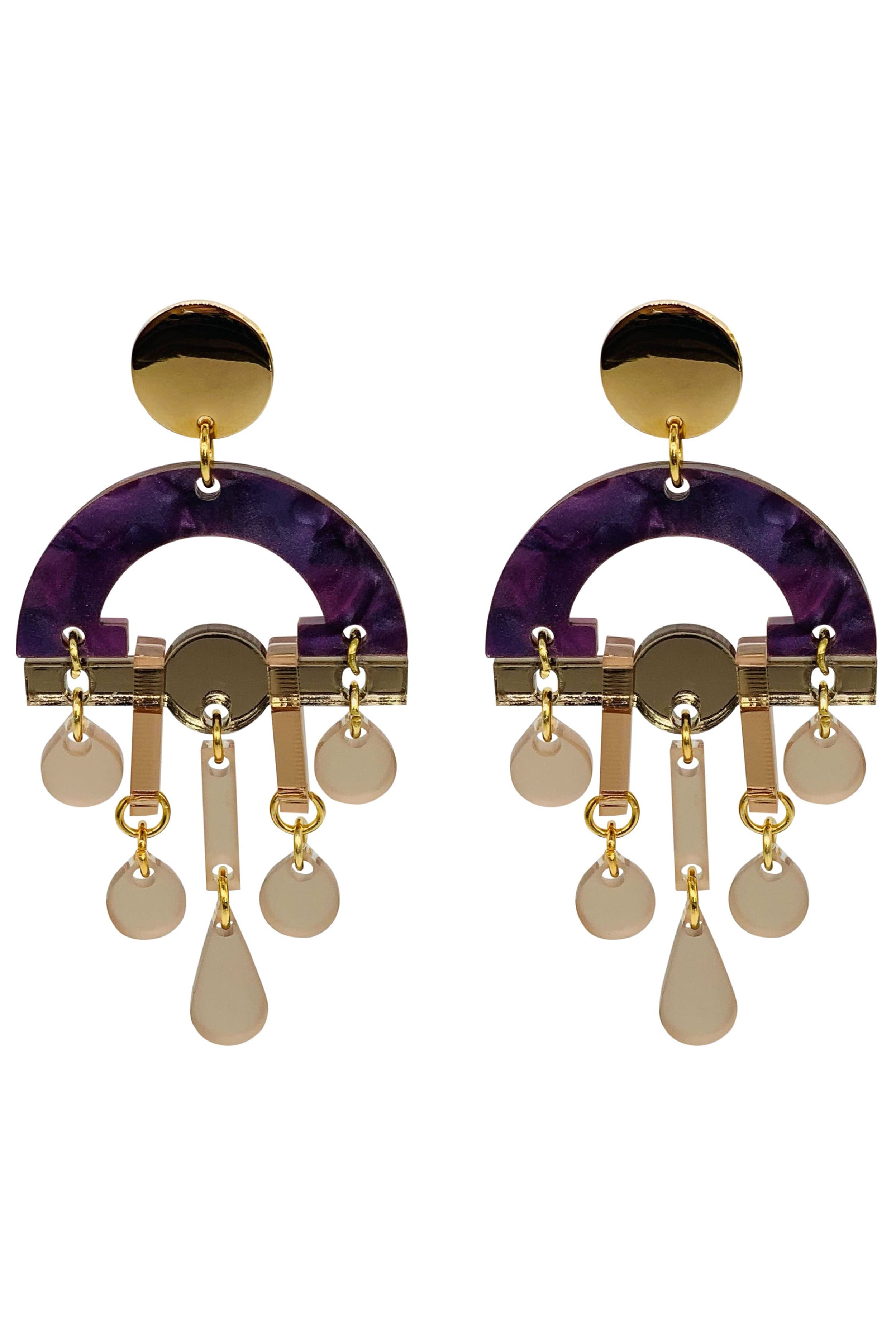 Toolally Fan Chandeliers - Amethyst Pearl & Champagne 