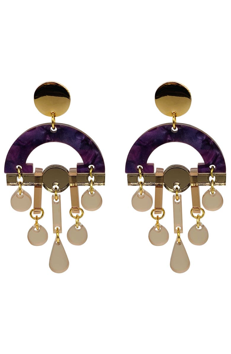 Toolally Fan Chandeliers - Amethyst Pearl & Champagne, Main, color, Amethyst Pearl & Champagne