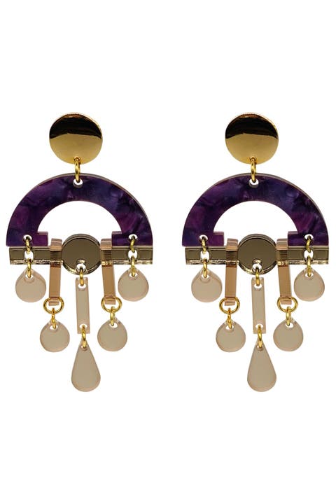 Fan Chandeliers - Amethyst Pearl & Champagne