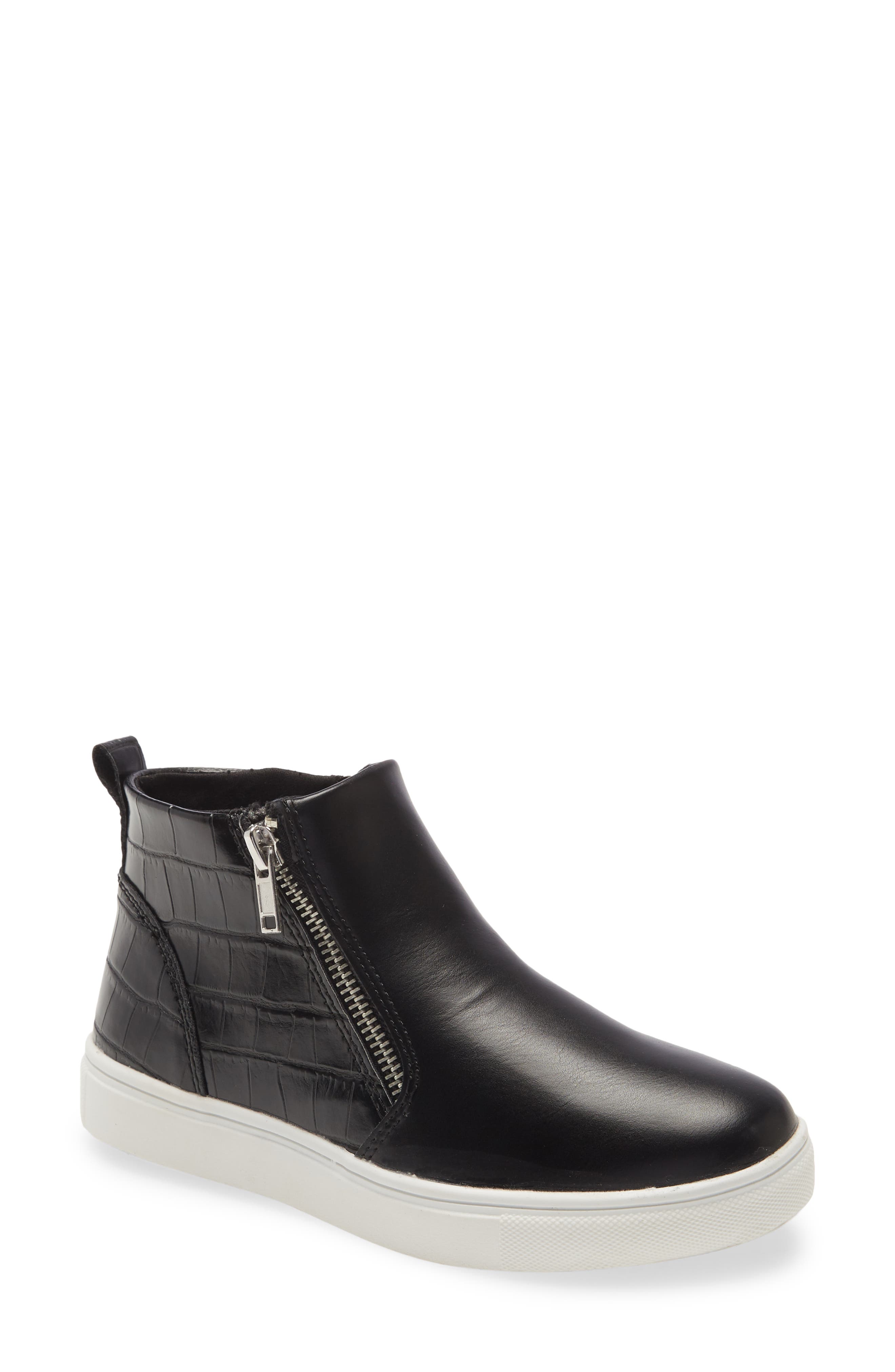 JReggie Zip Sneaker, Main, color, BLACK CROCO