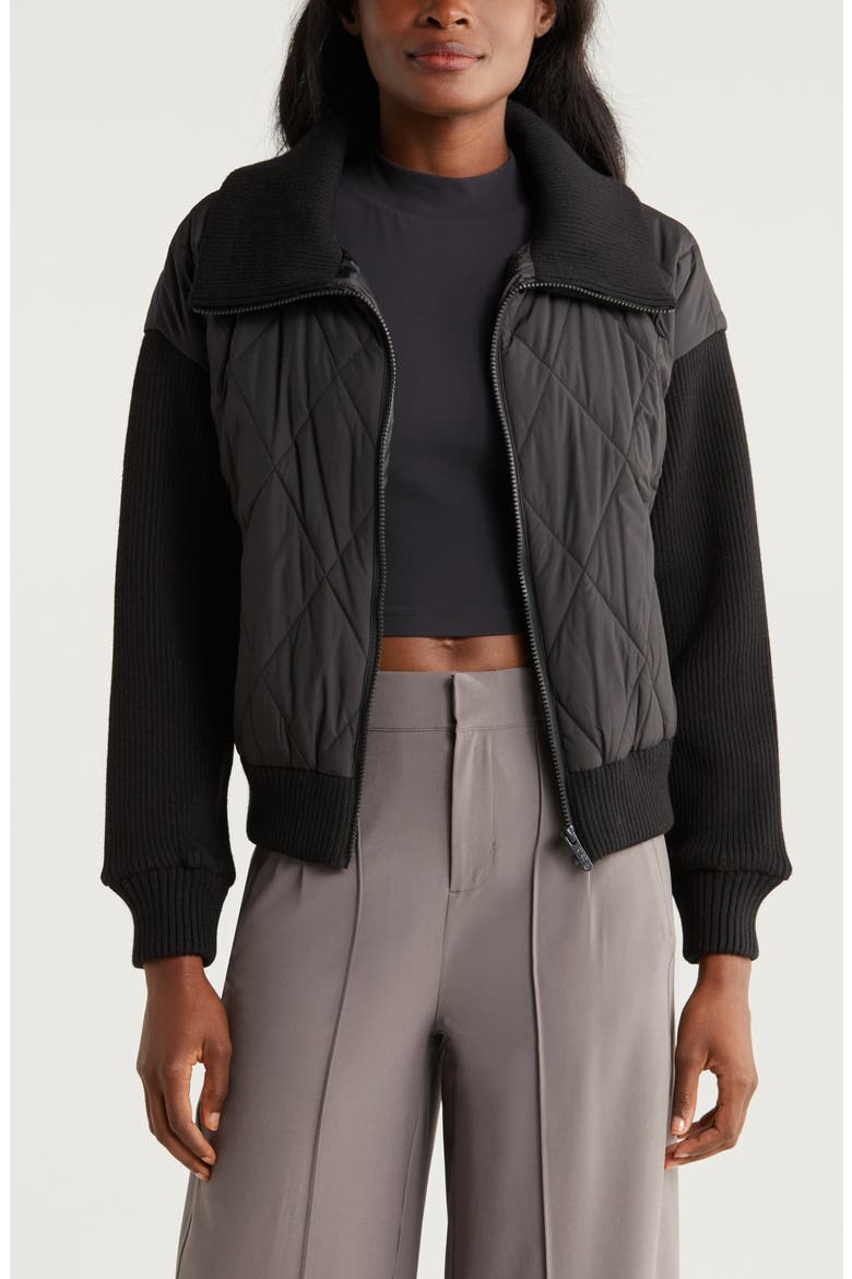 Hybrid Zip Front Jacket, Main, color, BLACK