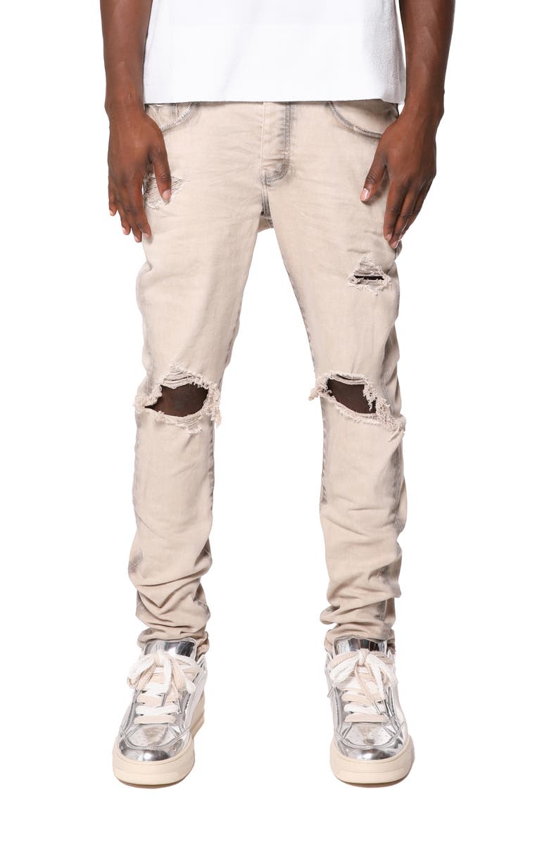 PURPLE BRAND Ripped Skinny Jeans, Main, color, Tan