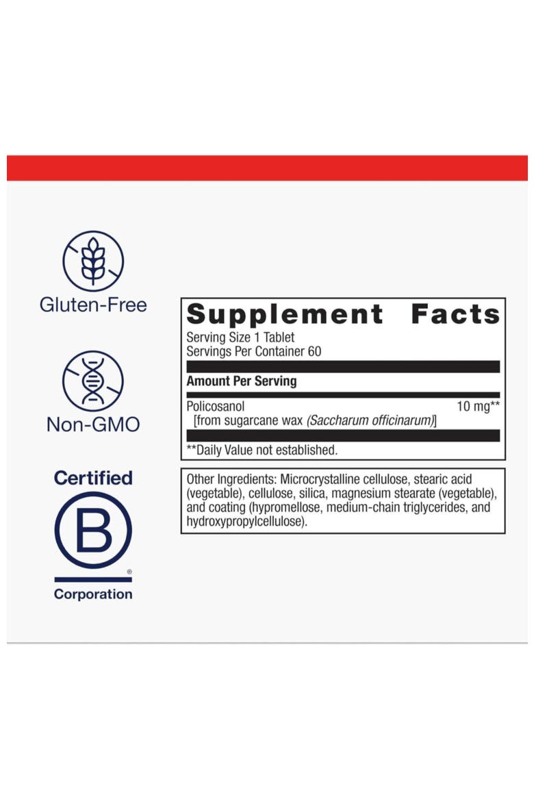 Cholarest SC Policosanol Cardiovascular Support Supplement 60 Tablets, Alternate, color, None