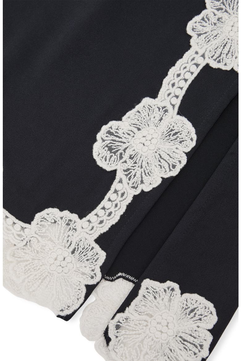 Doa Embroidered Floral Border Skirt, Alternate, color, NAVY