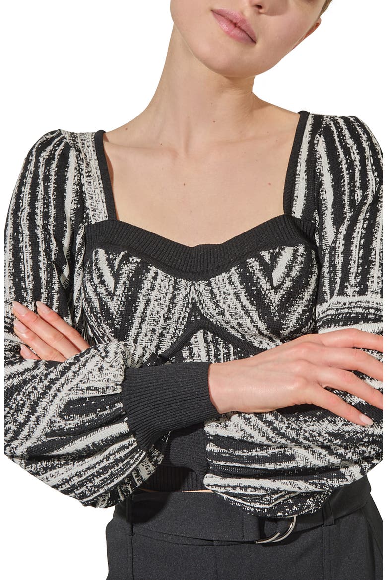 Vari Stripe Bustier Knit Crop Top, Alternate, color, BLACK/IVORY