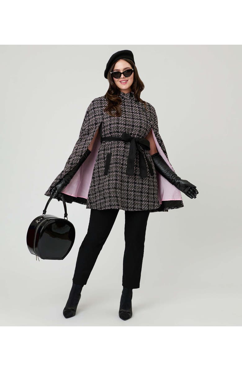 Smak Parlour Savile Row Cape Coat, Alternate, color, Black & White Tweed
