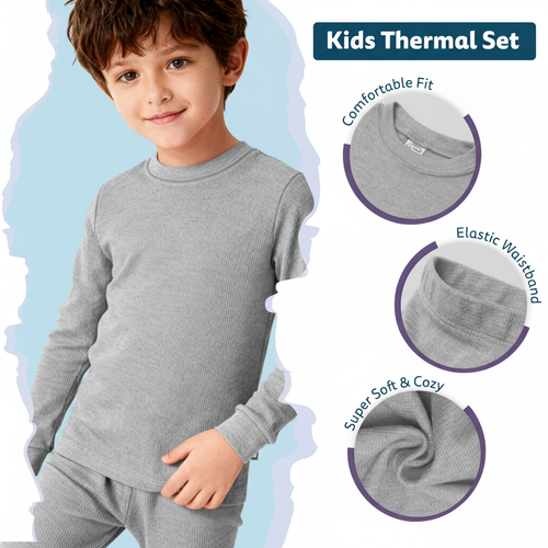 City Threads Boys Soft & Cozy Thermal Long Johns 2-piece Set In Blue