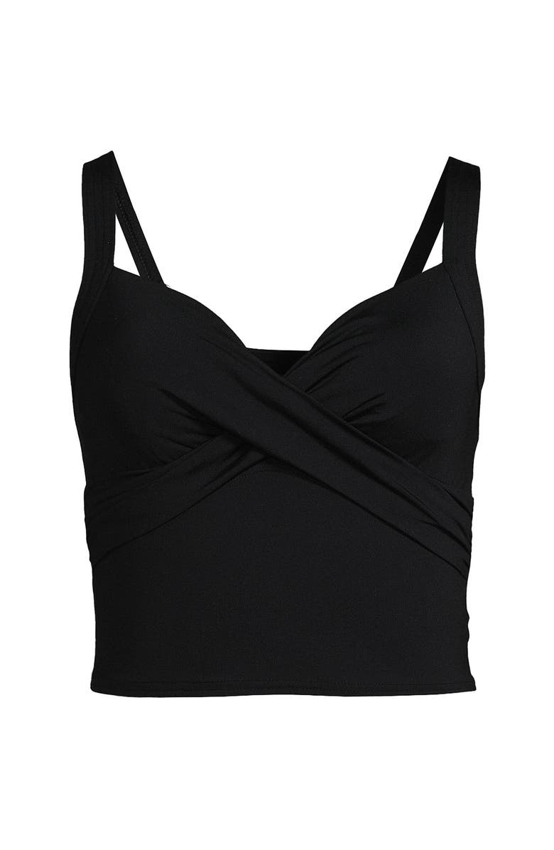 Lands' End Sweetheart Wrap Midkini Top, Alternate, color, Black