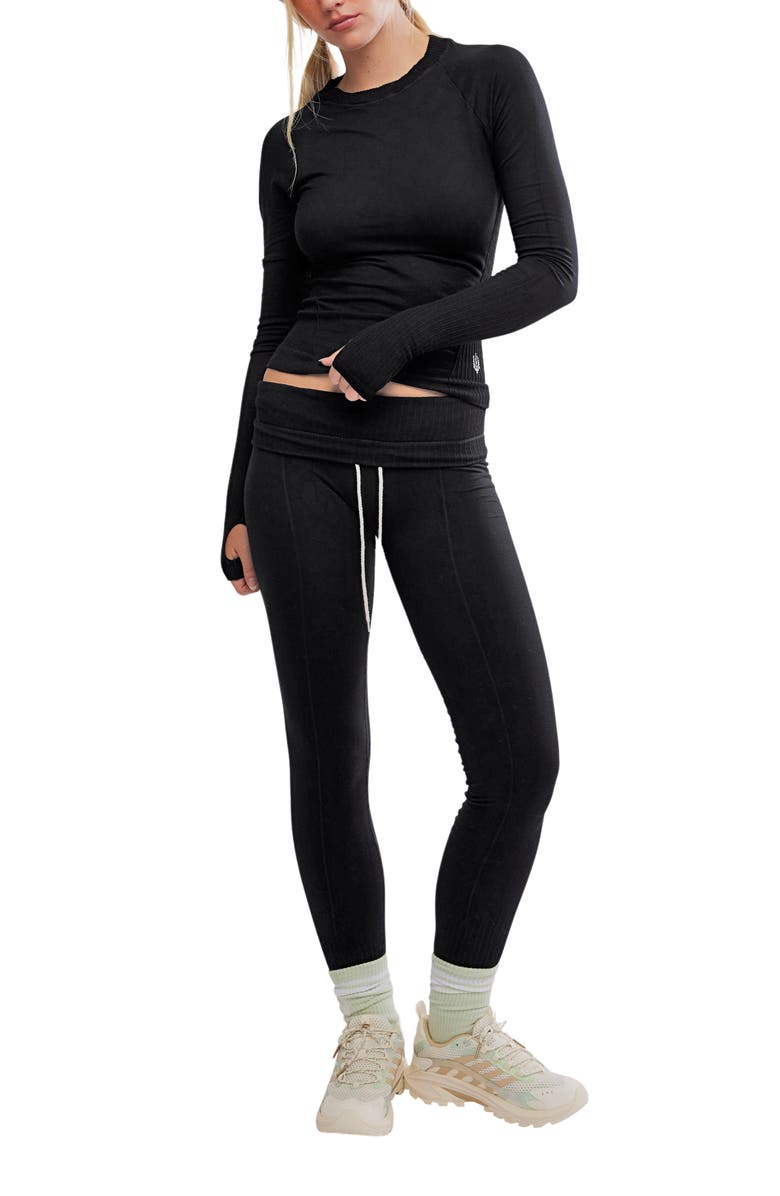 Free People Take Flight Base Layer Cropped T-Shirt, Alternate, color, Black Combo