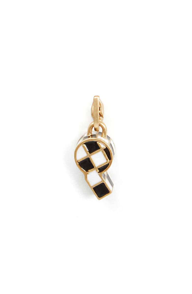 Clare V. Mini Whistle Charm, Main, color, Vintage Gold/ Black White